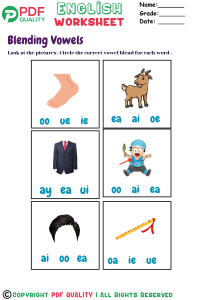 Vowel Blends Worksheets